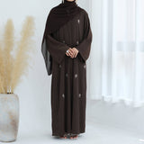 Solid Color Beaded Abaya Cardigan