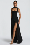 Sidonie Black Asymmetrical Maxi Gown