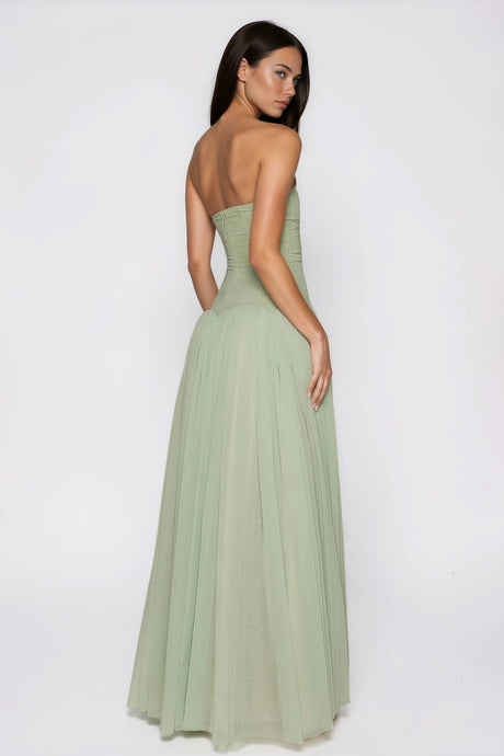 Aurohaya Galaxie Strapless Pleated Maxi Dress
