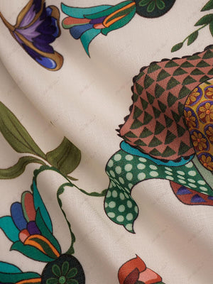 Aurohaya Unique Print Color Match Balloon Sleeve Shirt Mini Dress