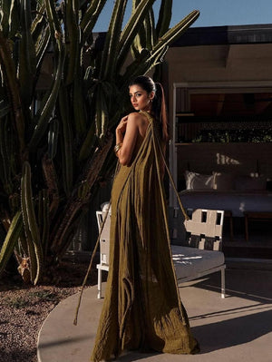 Aurohaya Vacation Style Off-Shoulder Braided Design Maxi Dress