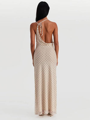 Aurohaya Polka Dot Suspender Irregular Swing Collar Dress