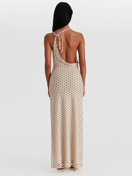 Aurohaya Polka Dot Suspender Irregular Swing Collar Dress