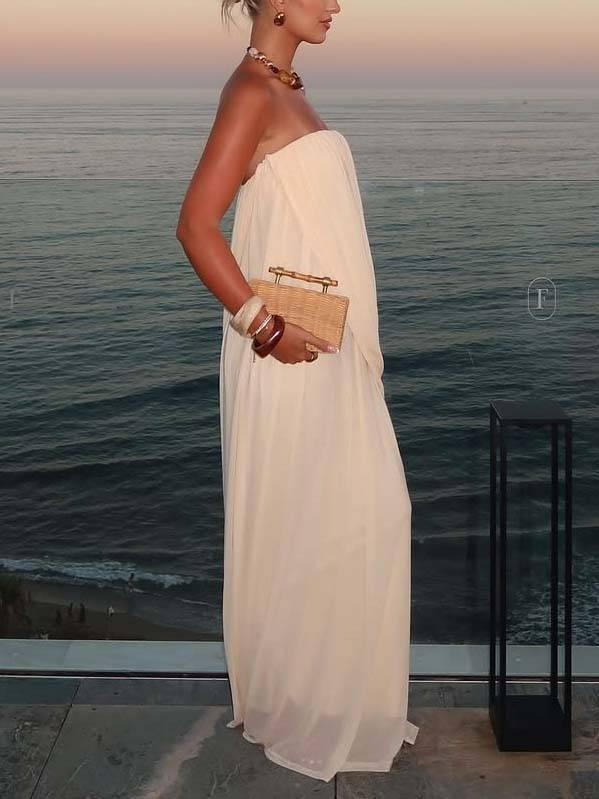 Aurohaya Unique Design Loose Tube Top Maxi Dress