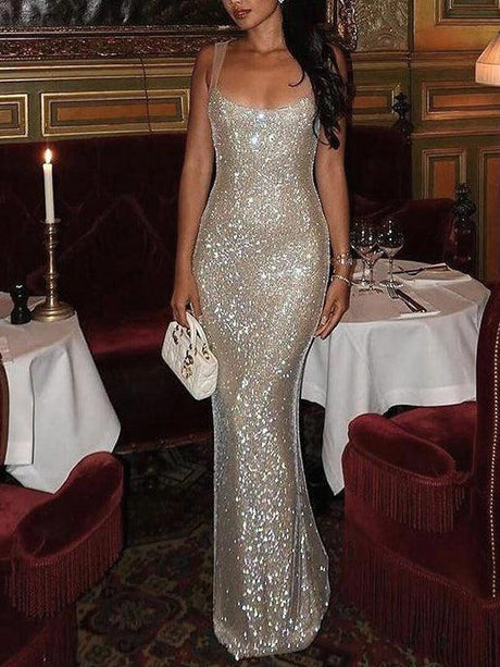 Aurohaya Glittering Temperament Strap Dress