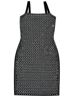 Aurohaya Rhinestone Slim Sling Mini Dress