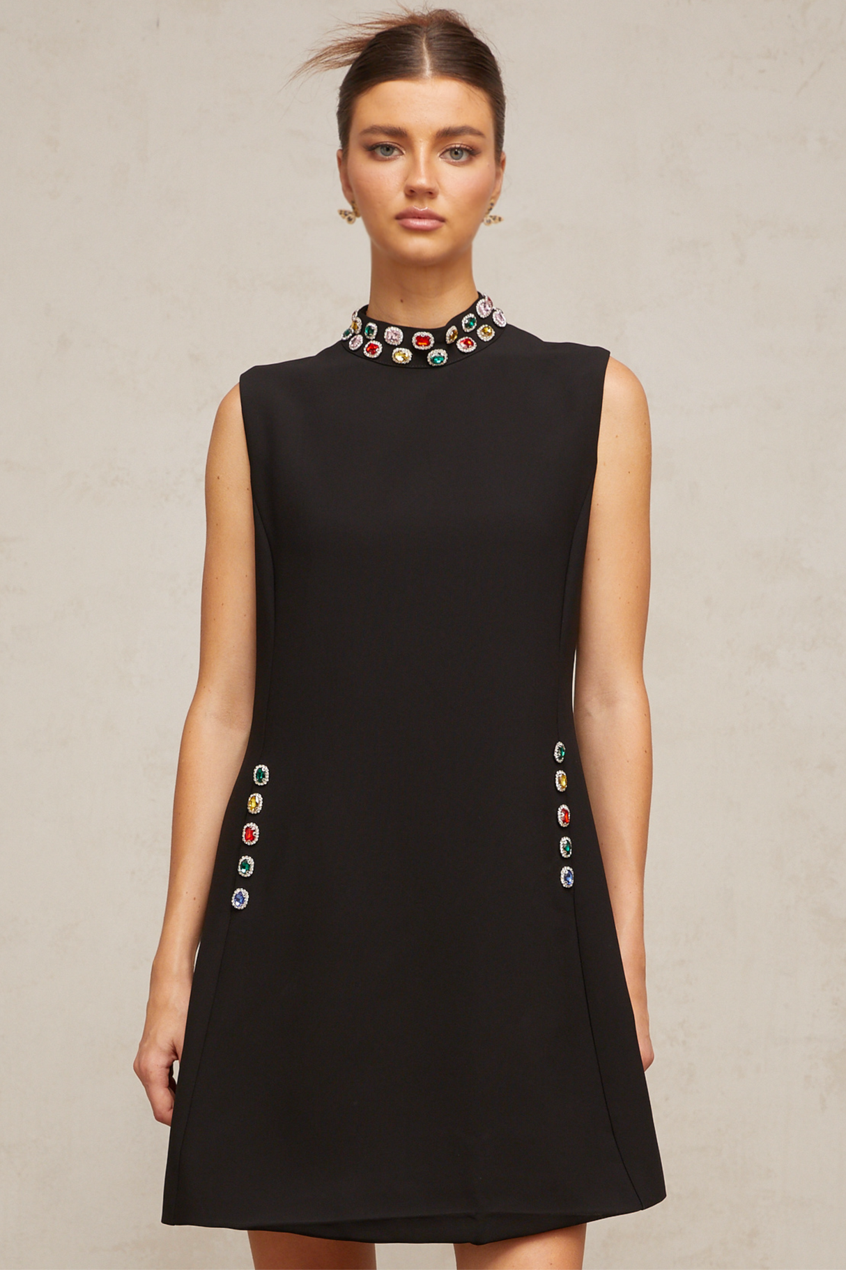 Aurohaya Xanthe crystal-embellished sleeveless mini dress