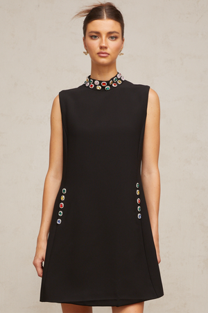 Aurohaya Xanthe crystal-embellished sleeveless mini dress