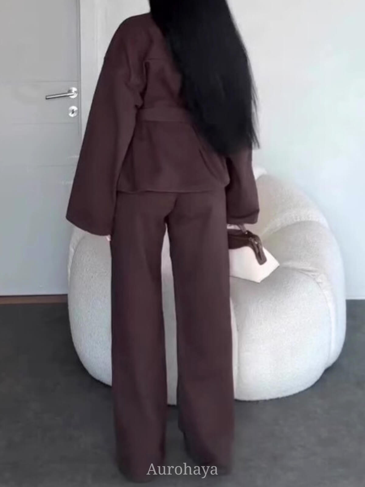 Tie-Waist Denim Jacket & Pants 2-Piece Set