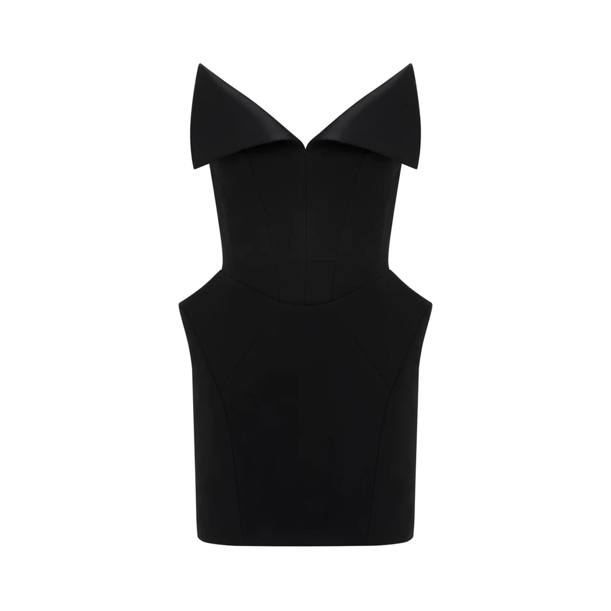 Aurohaya Alba Black Barrel Waist Corset Mini Dress