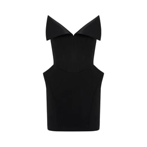 Aurohaya Alba Black Barrel Waist Corset Mini Dress