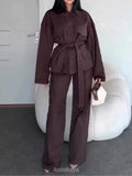 Tie-Waist Denim Jacket & Pants 2-Piece Set