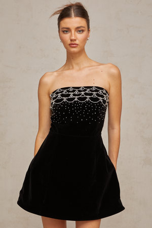 Aurohaya Sandrine crystal-embellished velvet mini dress