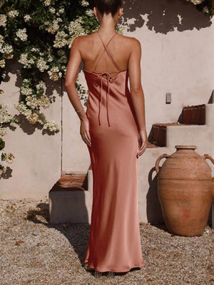 Aurohaya Unique Neckless Backless Maxi Dresses