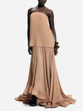 Elegant Fluffy Halter Ruffle Maxi Dress