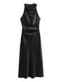 Aurohaya Sleeveless Satin Maxi Dress Black