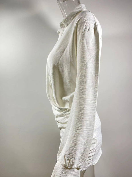 Aurohaya Deep V Hip-hugging Shirt Dress