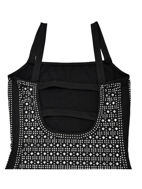 Aurohaya Rhinestone Slim Sling Mini Dress