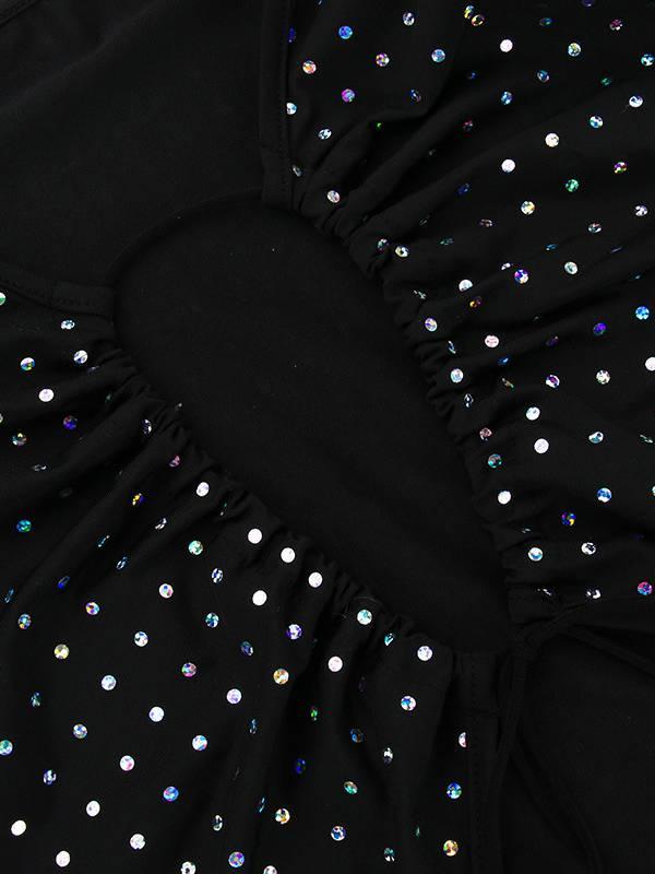 Aurohaya Shimmering Hollow Long Sleeve Dress