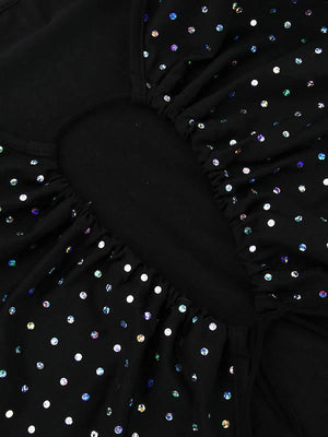 Aurohaya Shimmering Hollow Long Sleeve Dress