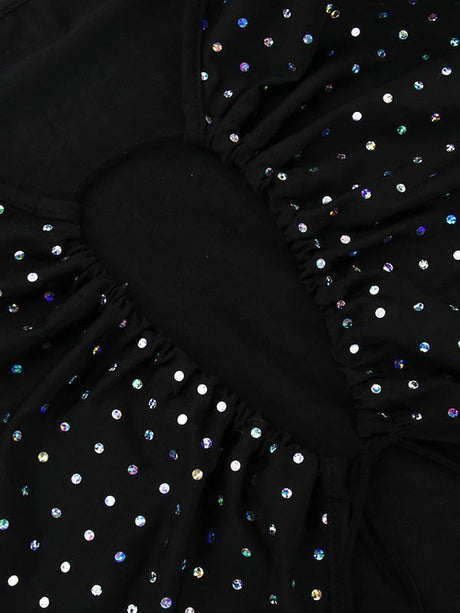 Aurohaya Shimmering Hollow Long Sleeve Dress