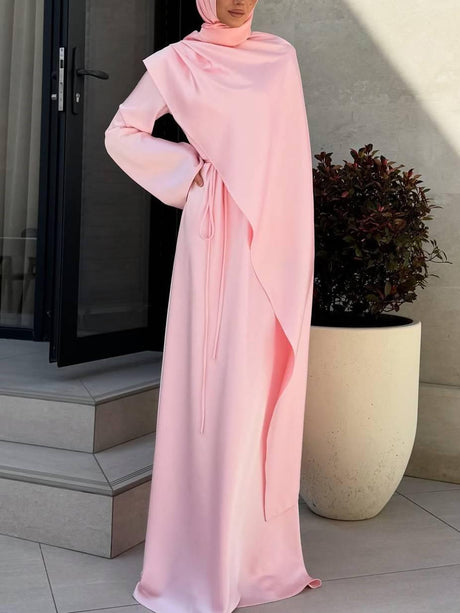 Aurohaya Slanted Hem Scraf Design Maxi Dress