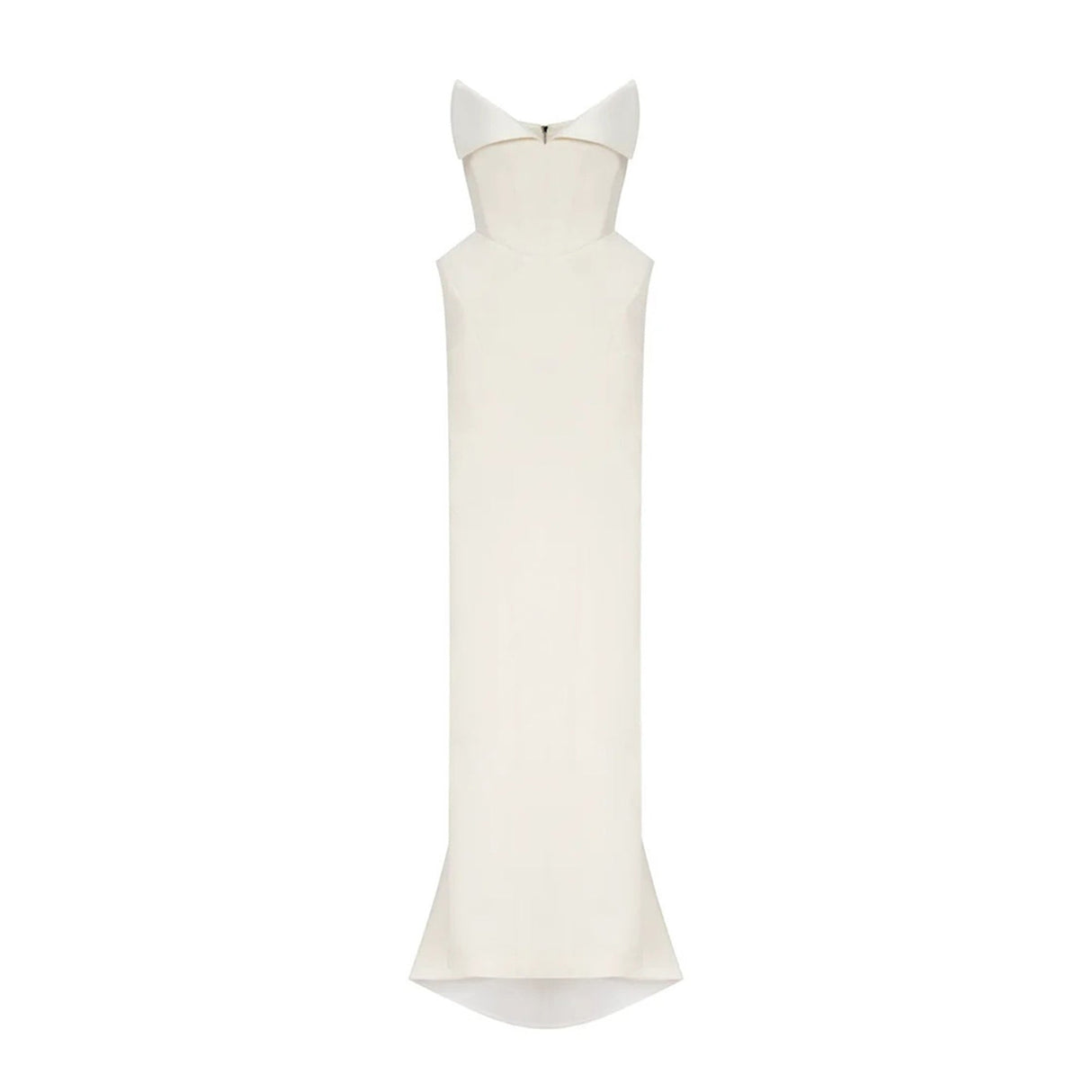 Aurohaya Alba White Barrel Waist Corset Maxi Dress