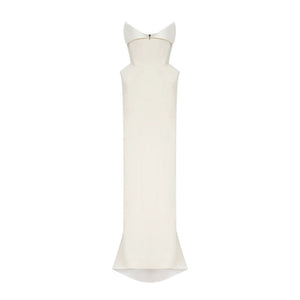 Aurohaya Alba White Barrel Waist Corset Maxi Dress