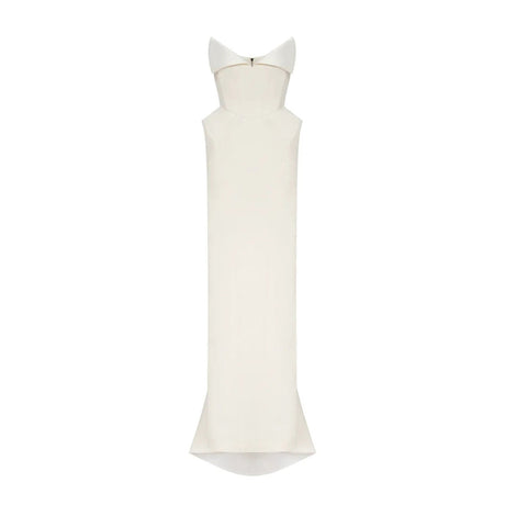 Aurohaya Alba White Barrel Waist Corset Maxi Dress
