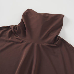 Aurohaya Charitina Brown Fitted Ruched Midi Dress