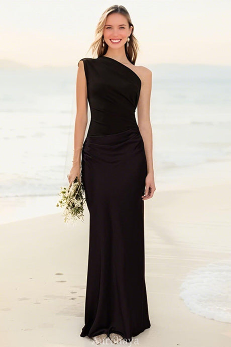 Aurohaya Elegant One Shoulder Neck Pleated Maxi Dress