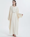 Elegant Satin Maxi Butterfly Abaya Crystal-Embellished Modest Dress