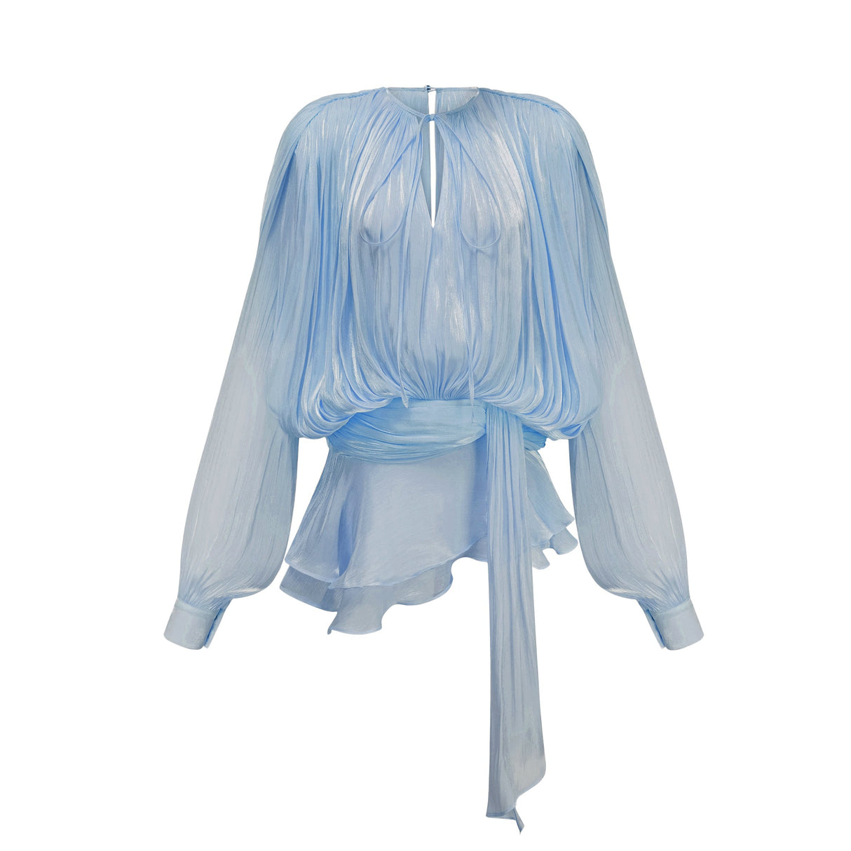 Aurohaya Eugénie Blue Fully Pleated Ruffled Mini Dress