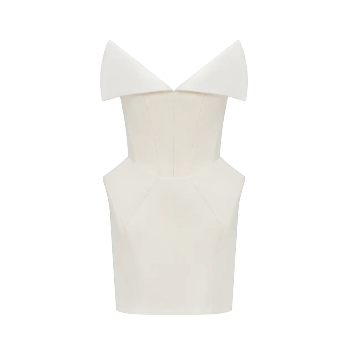 Aurohaya Alba White Barrel Waist Corset Mini Dress