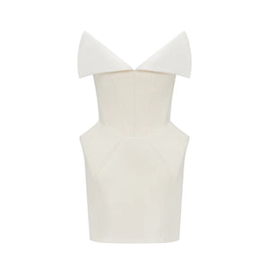Aurohaya Alba White Barrel Waist Corset Mini Dress