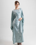 Satin Batwing Light Blue Butterfly Abaya Dress