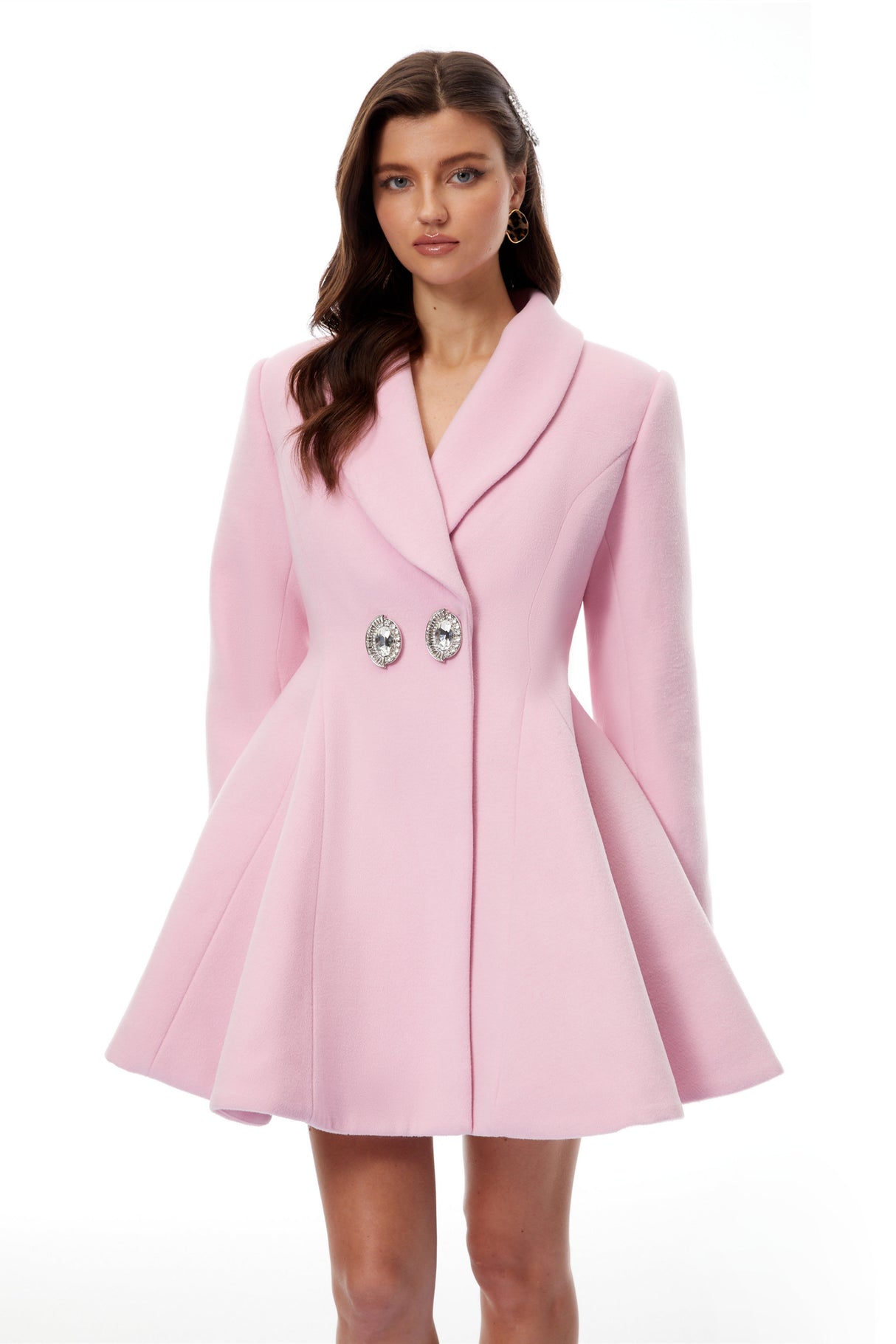 Aurohaya Adrián Pink Flared Mini Blazer Dress