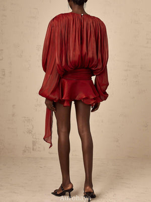 Aurohaya Amélie Fully Pleated Ruffled Mini Dress