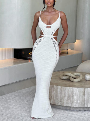 Aurohaya Sexy Backless Wrap Chest Midi Dress White