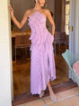 Aurohaya Halter Neck Pleated Backless Dress Pink