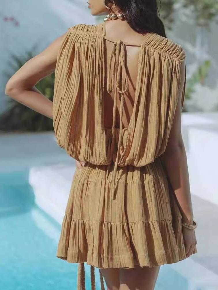 Aurohaya Waist Tie Mini Dress