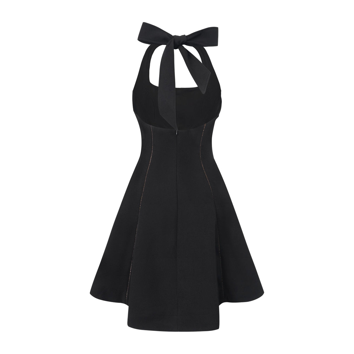 Aurohaya Quirine halterneck bow-detail mini dress in Black