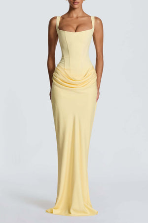 Hortense Square Neck Corset Maxi Dress / Yellow
