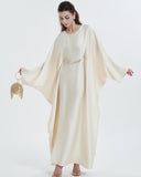 Elegant Satin Maxi Butterfly Abaya Crystal-Embellished Modest Dress