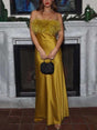 Aurohaya Delicate Satin Feather Neck Sling Midi Dress Yellow