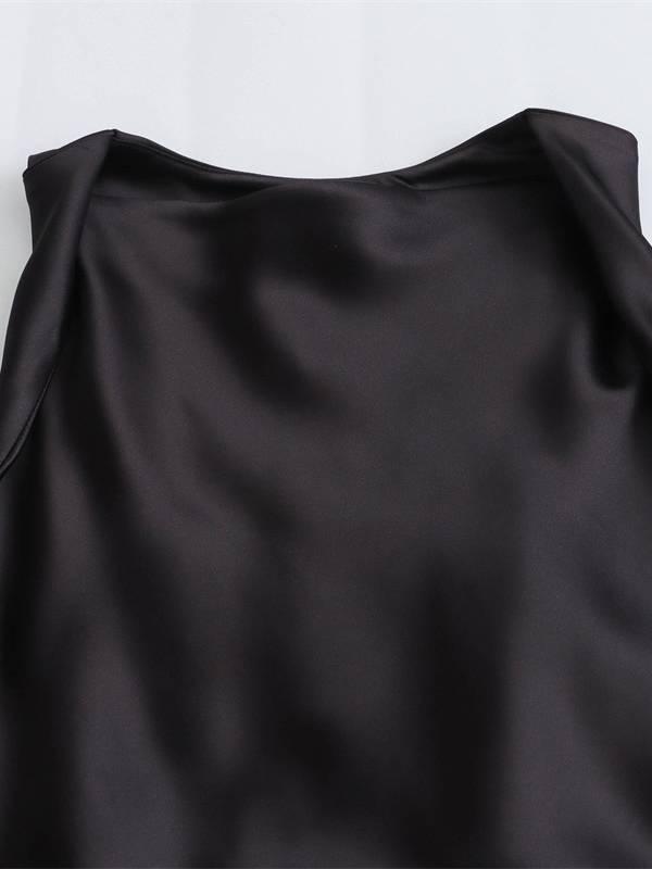 Aurohaya Sleeveless Satin Maxi Dress