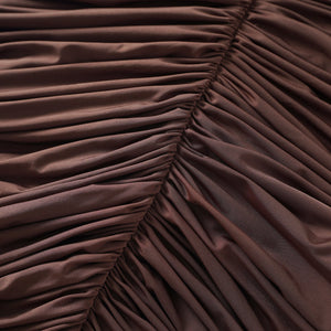 Aurohaya Charitina Brown Fitted Ruched Midi Dress