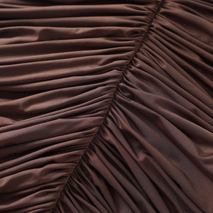 Aurohaya Charitina Brown Fitted Ruched Midi Dress