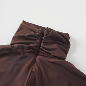 Aurohaya Charitina Brown Fitted Ruched Midi Dress