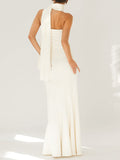 Fashion Strapless One Shoulder Fishtail Maxi Dress